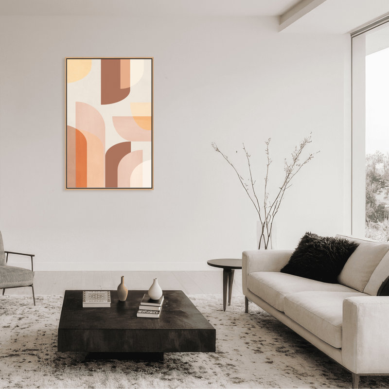 Abstract Retro Geometric by  - Picture Frame Graphic Art on Paper, 24" H x 16" W x 1.125" D, Brown, Framed Matted Print