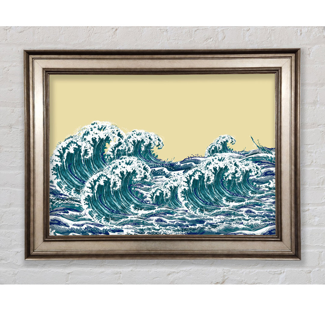 Waves On Yellow - Einzelner Bilderrahmen Kunstdrucke