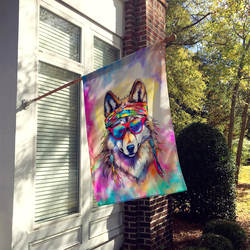 Drapeau de maison de loup hippie