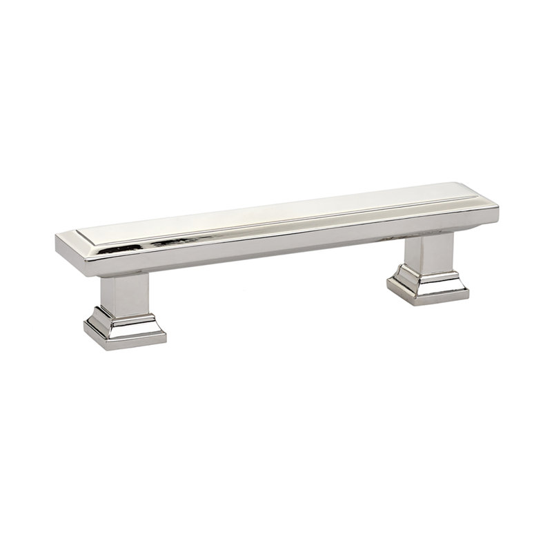 Geometric Brass 4" Center to Center Bar Pull, 4", Polished Nickel