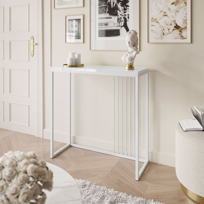 Heston Console Table, 80cm H x 80cm W x 30cm D, White, White