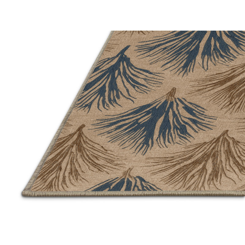 Tapis botanique brun lavable à la machine