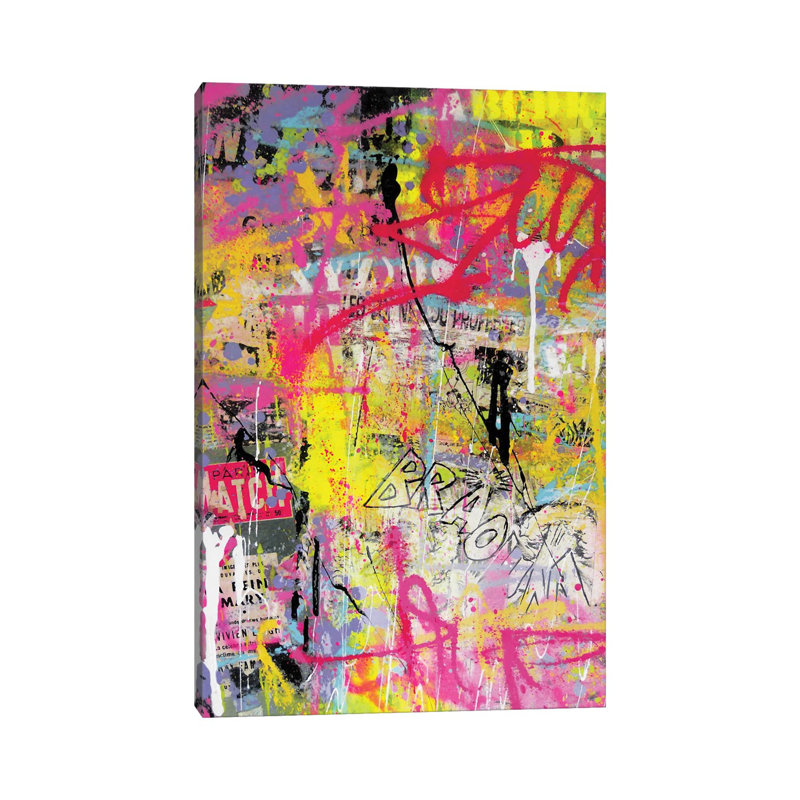 Peinture rose graffiti, Canevas, H 40 po x l 26 po x P 1,5 po