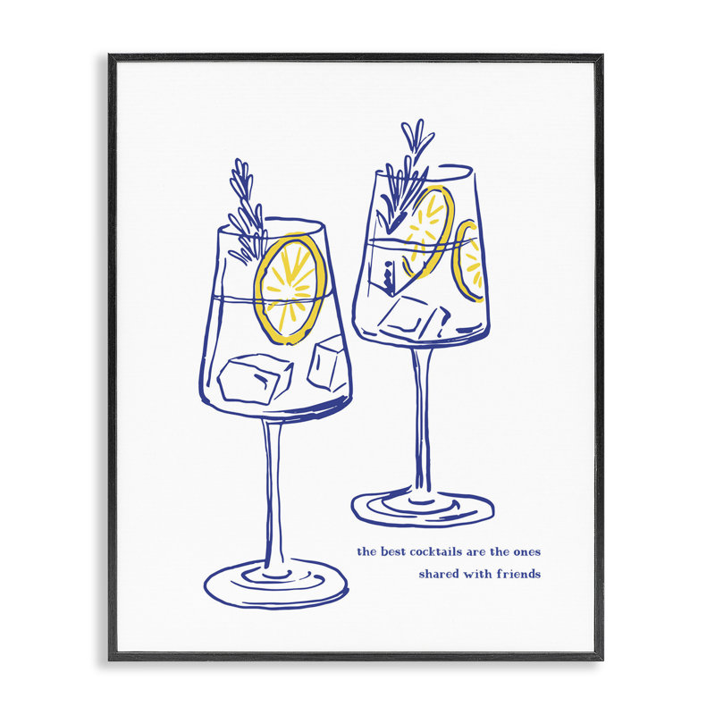 «Cocktail with Friends», art de la giclée encadrée, design par lettré et doublé, H 20 po x l 16 po