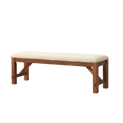 Banc de salle à manger en bois massif, finition de siège noisette foncée, revêtement 100% brun clair, pieds épais, banc en bois de 60 po x 16 po 20,25 po, siège coloré, brun clair rembourré et L 60 po x l 16 po x H 20,25 po