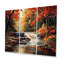 «Orange Autumn Mountain Waterfall Long View III - Waterfall», ensemble de reproduction d'art mural-107213742-107213743