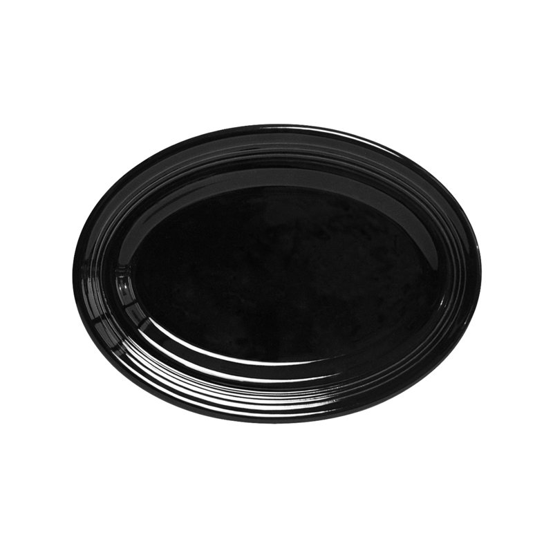 Tuxton Concentrix Ceramic Platter, Black, 0.75" H x 11.5" W x 8.75" D