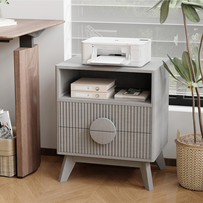 29.69cm W Manufactured Wood Bedside Table, Grey