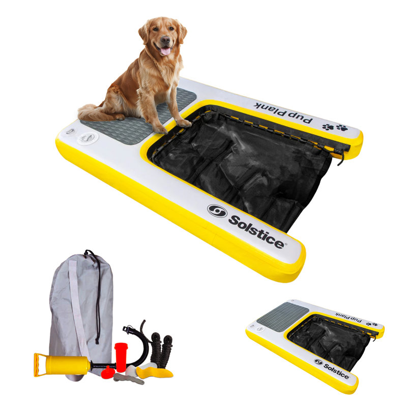 Solstice Original Inflatable Pup Plank Dog Float Floating Ramp Ladder for Pools, 48, Yellow