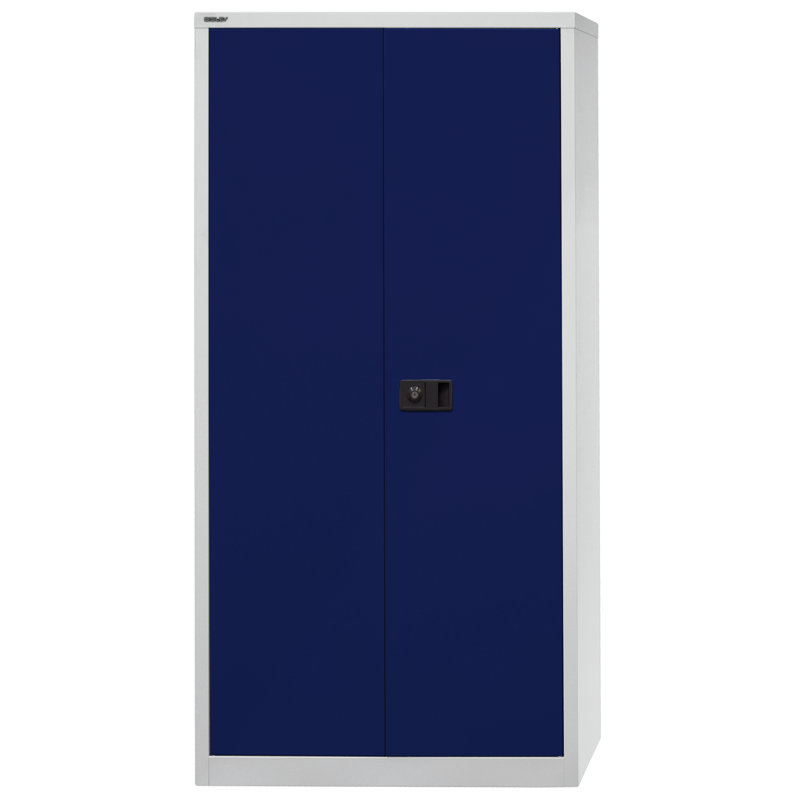 Universal 2 Door Storage Cabinet, White/Blue, 195cm H x 91.4cm W x 40cm D, Lacquered finish