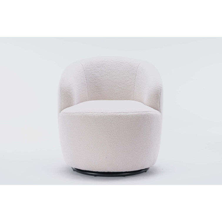 25.6" W Polyester Swivel Barrel Chair