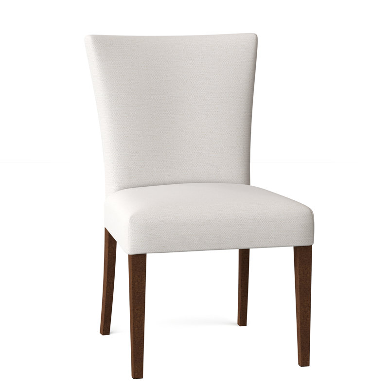 Jazla 20'' H Upholstered Side Chair, Snow Ivory Performance, Dark Walnut