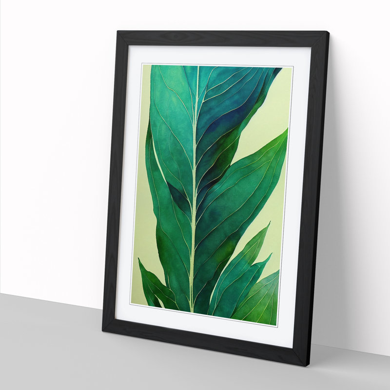 Watercolour Fern Leaf Vol.3 1 Piece Single Picture Frame Wall Art, 34cm H x 25cm W x 2cm D, Black
