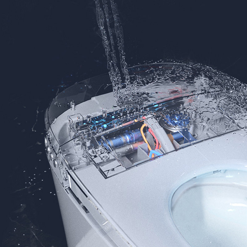 Heated Seat Smart Toilet  Without Bidet, Upmarket Compact Dual Flush Toilet 1/1.28 GPF, Tank Less Toilet With Adjustable Temp Heated Seat, Foot Sensor Flush, White Night Light, Knob Control,Auto Flush