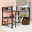 Queen Two Drawers Metal Loft Bed With Desk And Ladder