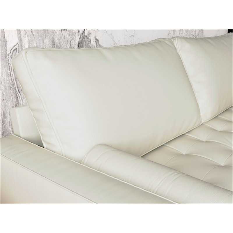 Germania 59" Leather Upholstery Square Arm Loveseat, White Faux Leather