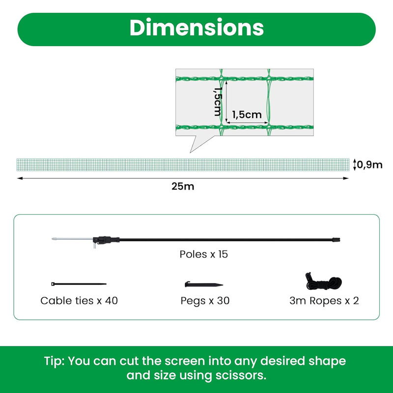Devizes Poultry Net, 90cm H x 2500cm W x 1cm D