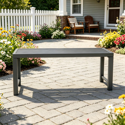 Banc de jardin extérieur en métal, banc de patio sans dossier, bancs de parc imperméables pour jardins, patios