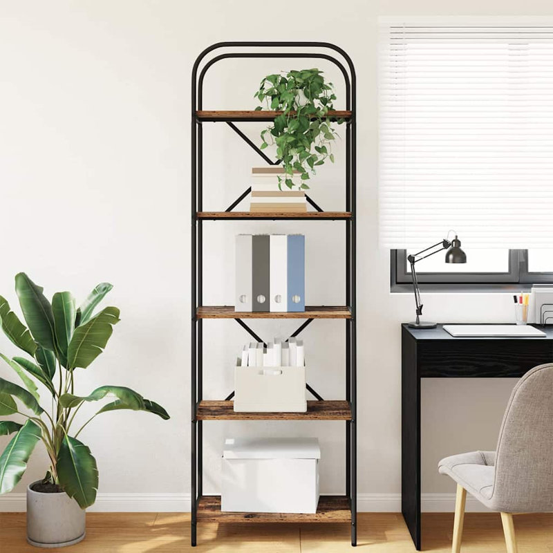 Bookshelf Engineered wood Modern Freestanding Bookshelves Organizer, Old Wood, (5 Shelves) 183cm. H x 60cm. W x 30cm. D