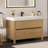 Abbie 48" Single Bathroom Vanity in Weathered Fir with White Artificial Stone Integrated Sink without Mirror