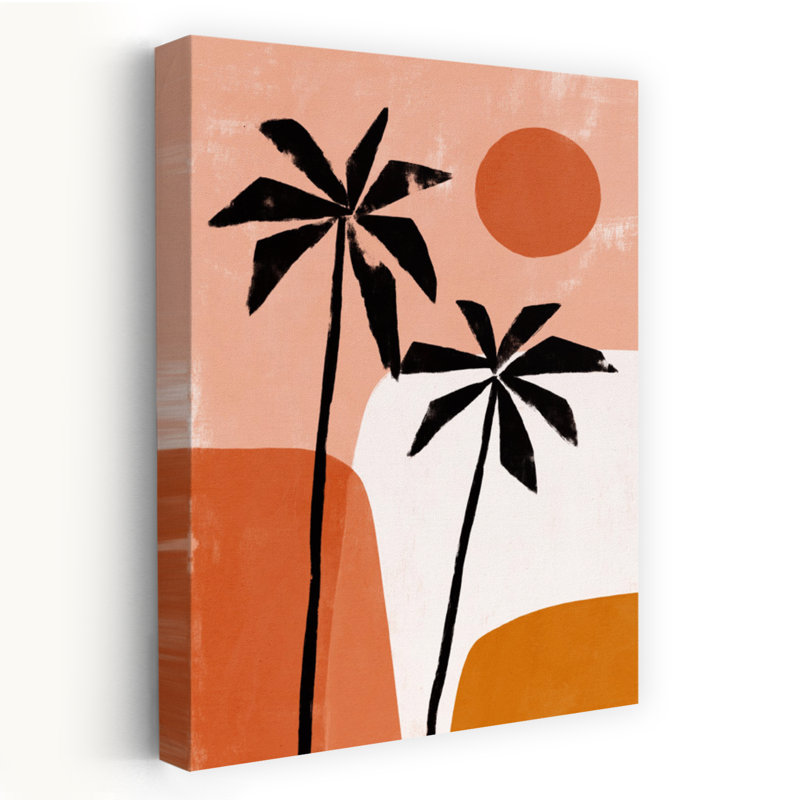 «Palmsats Sunsetno02», impression de palmier biologique moderne abstrait, art mural, 36" H x 24" W