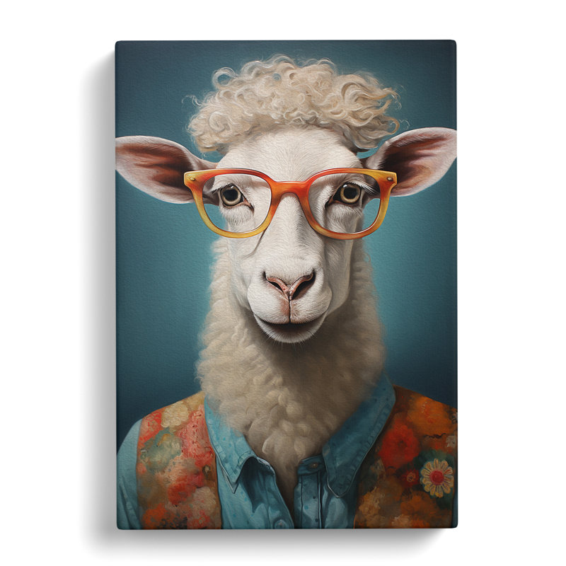 Sheep With Glasses No.2 - Print, 50cm H x 35cm W x 3cm D