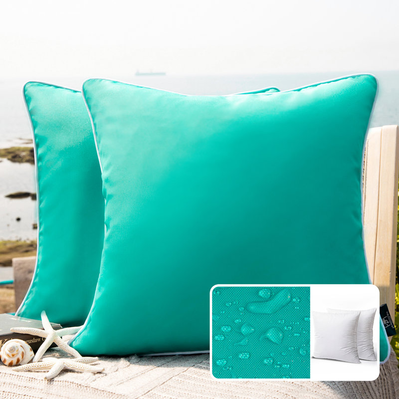Housse de coussin d'extérieur Phantoscope, Carré 18 po, Turquoise, Polyester
