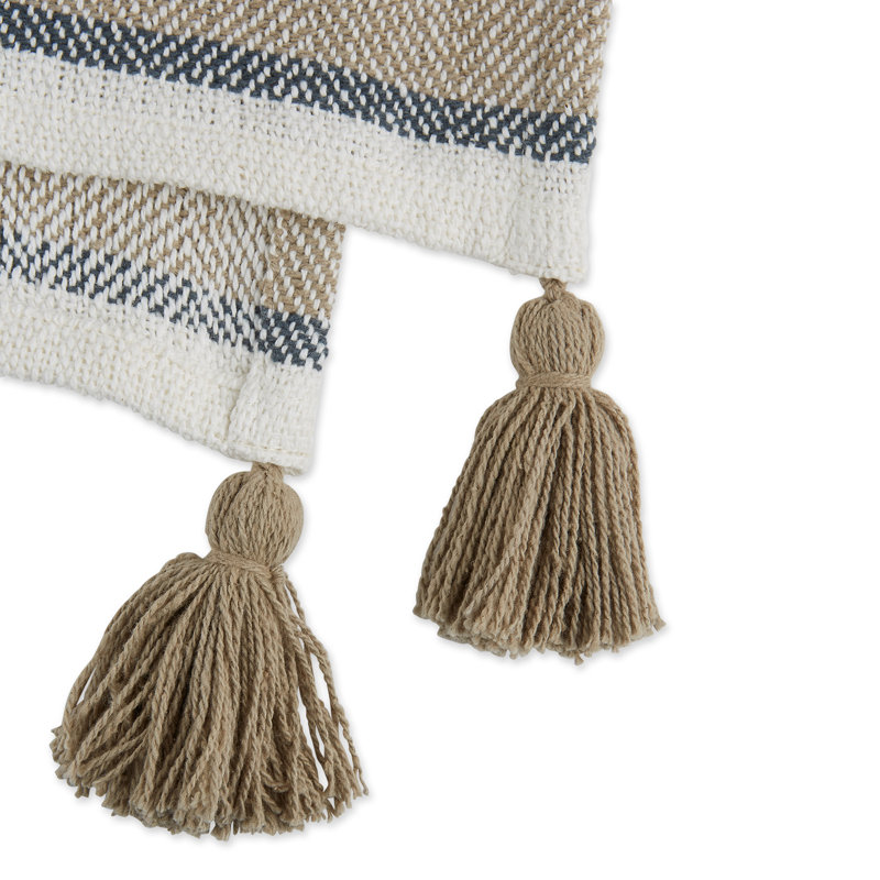 Jeté en coton à imprimé chevrons, Beige