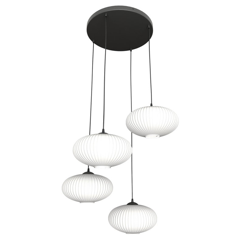 Samyiah 4 - Light Matte Black Pendant, Matte Black/Opal