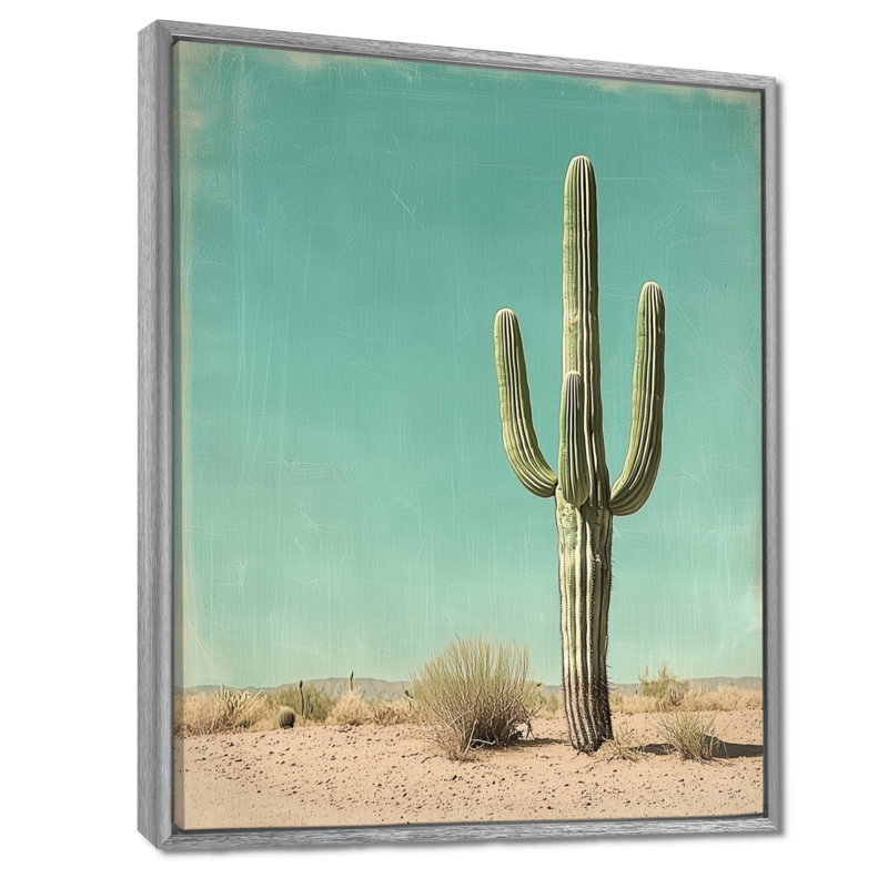 Marcellyn Minimalist Cactus and the Desert Sky II - Cactus, reproduction d'art sur toile encadrée, H 44 po x l 34 po