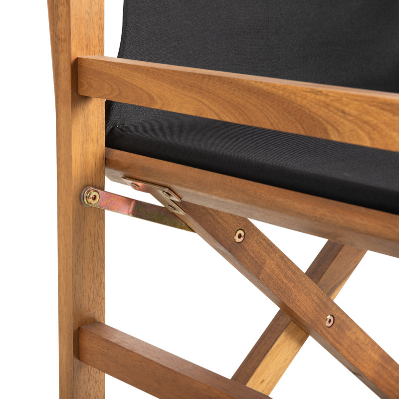 Chaise de réalisateur pliante en bois massif, Noir