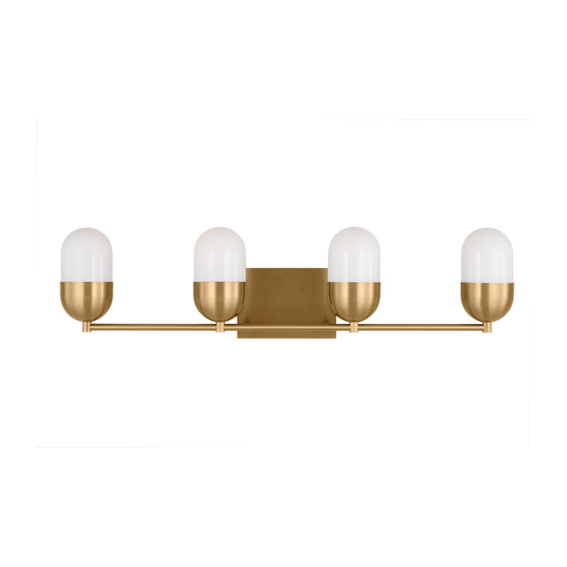 Foster 30.75" Satin Brass Vanity Light with Milk Glass Shades