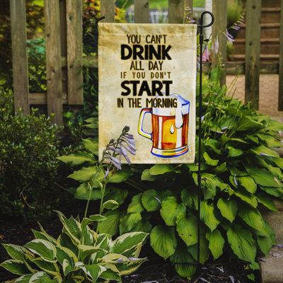 Start Drinking in the Morning Double Sided 15 in. H x 11 in. W Polyester Garden flag