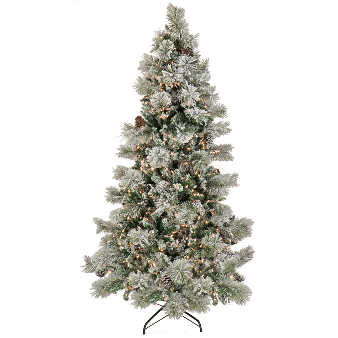 White Artificial Fir Christmas Tree with Incandescent Lights and Pinecones The Holiday Aisle®