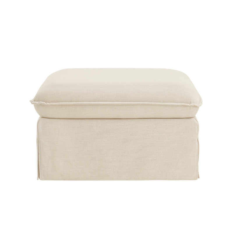Repose-pieds en lin 27 po, Beige
