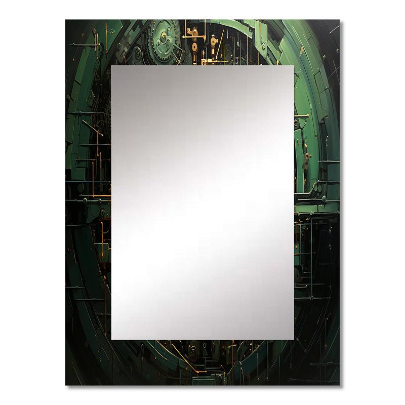 Gold and green bitcoin Crypto Currency - Bitcoin Large Mirror, Glam Decorative Wall Mirror, Printed Metal Art, 32" x 24"