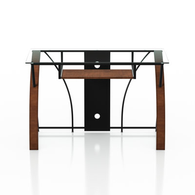 Taber 47''W Glass Top Computer Desk with Keyboard Tray