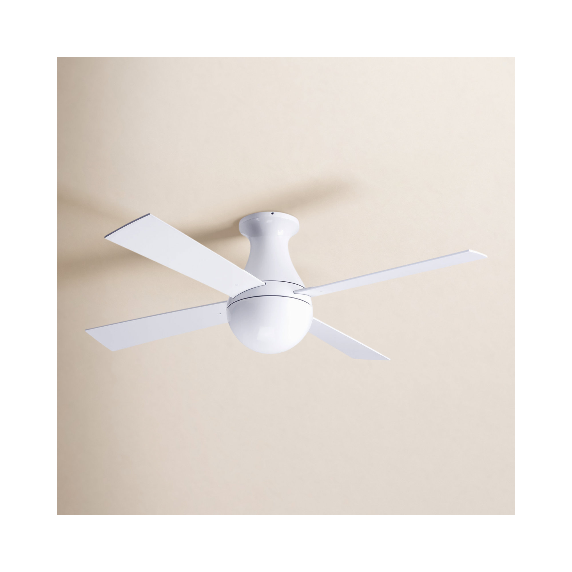 Ball 42'' 4 Blade Ceiling Fan, Aluminum, Handheld Remote Control (2-wire), Gloss White