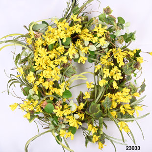 Every Day Forsythia Handcrafted Faux 30'' Wreath