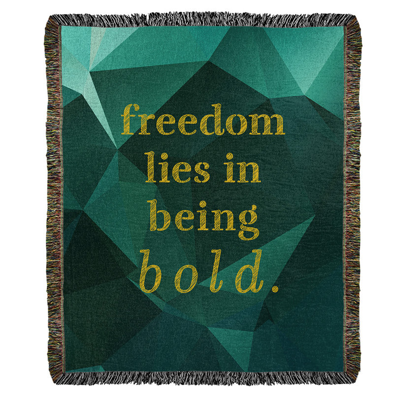 Hand Woven Throw Blanket, 52" L x 37" W, Emerald/Gold