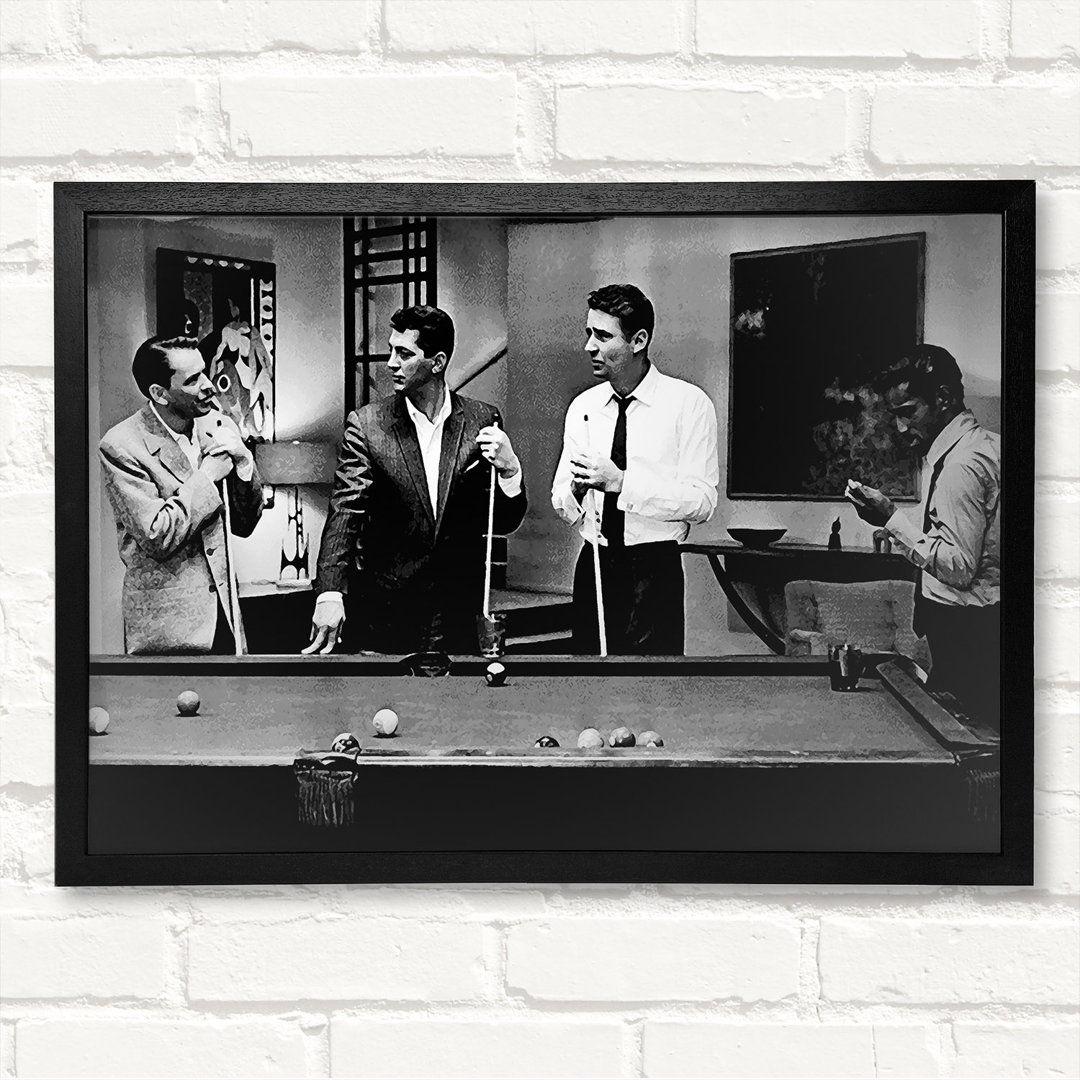 The Rat Pack 4 Playing Pool - Closed Corner Frame Kunstdrucke auf Holz