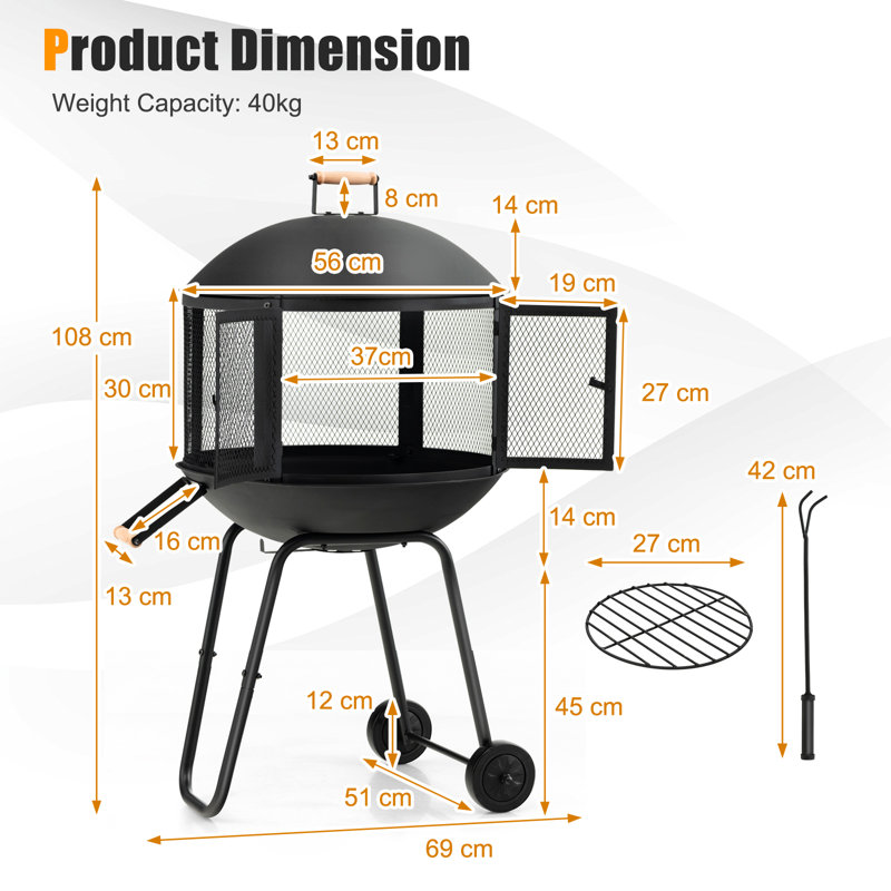 Lauver Round Steel Wood Burning Smokeless Fire Pit