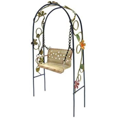 Petite balançoire avec style floral en forme d’arche en métal enchanted Eman