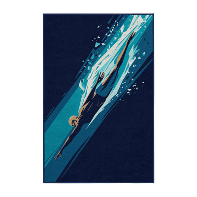 Tapis bleu noué à la machine Freestyle