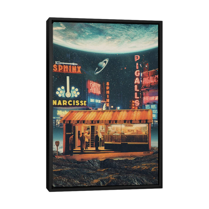 A Postcard From Year 2347_1PC6, Black Floater Framed, 26" H x 18" W