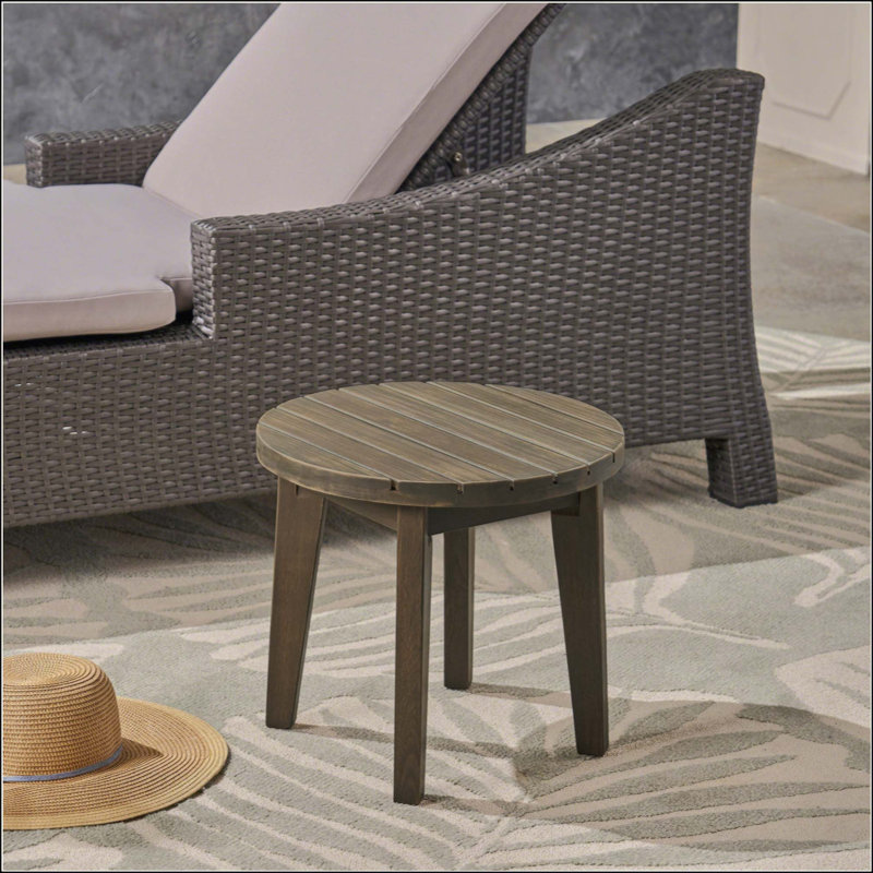 Table d'appoint d'extérieur en bois d'acacia durable avec conception à lattes classique, parfaite pour la terrasse et la cour