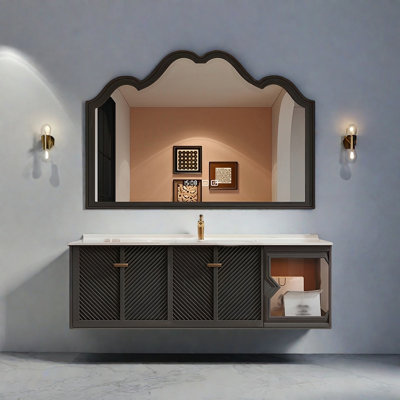 Modern rock ceramic seamless bathroom cabinet