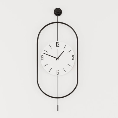 Horloge murale élégante en métal 13,8 po x 33,5 po x 2,8 po | Fabrication 100% métal, finition noire | Léger à 5,5 lb | Parfait pour la décoration intérieure, le salon et le bureau, la montre élégante et fonctionnelle