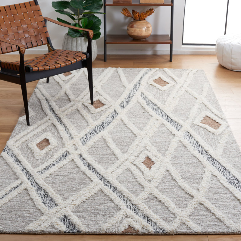 Tapis en laine / coton touffeté à la main Alirra, Rectangle 9 pi x 12 pi