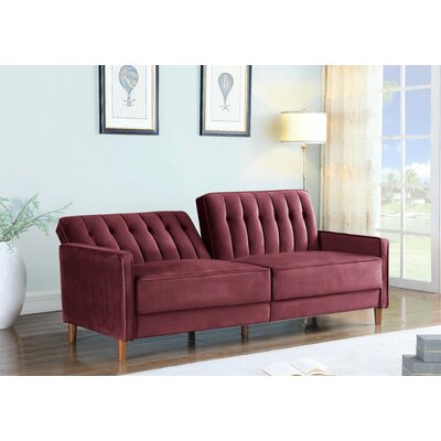 Scheetz 81"" Velvet Square Arm Sofa Bed -  Everly Quinn, 520C814EEA7741D0974CC1098A7192C8